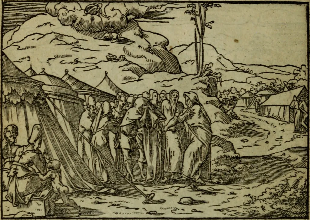 An illustration from Qvadrins historiqves de la Bible, 1558, leaf 133