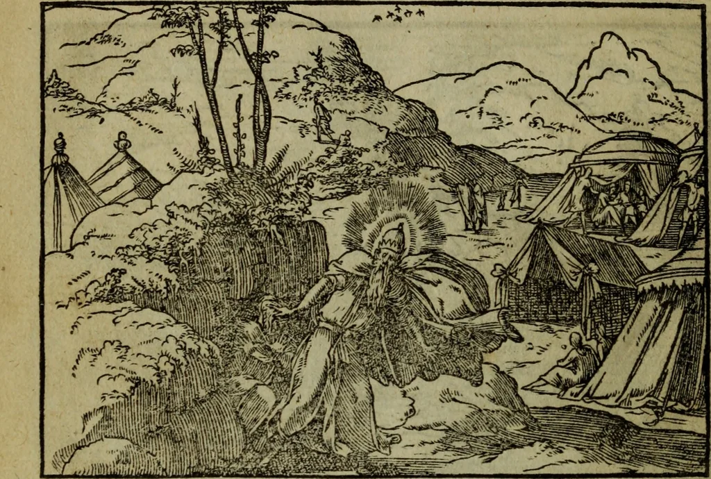 An illustration from Qvadrins historiqves de la Bible, 1558, leaf 135