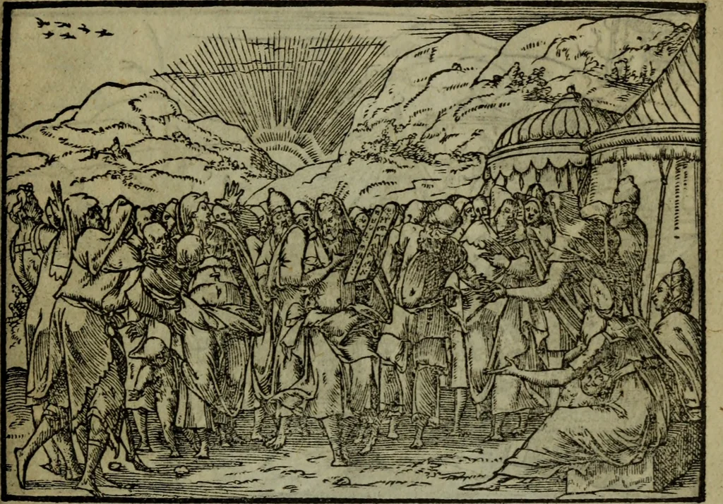 An illustration from Qvadrins historiqves de la Bible, 1558, leaf 138