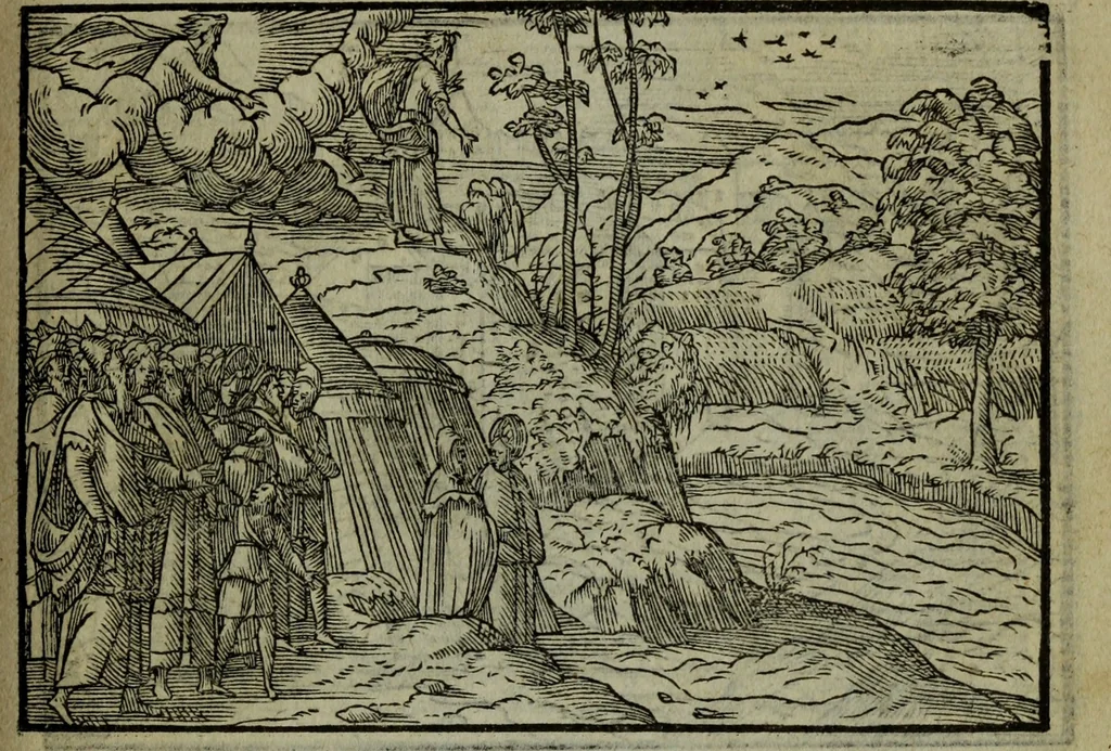 An illustration from Qvadrins historiqves de la Bible, 1558, leaf 156