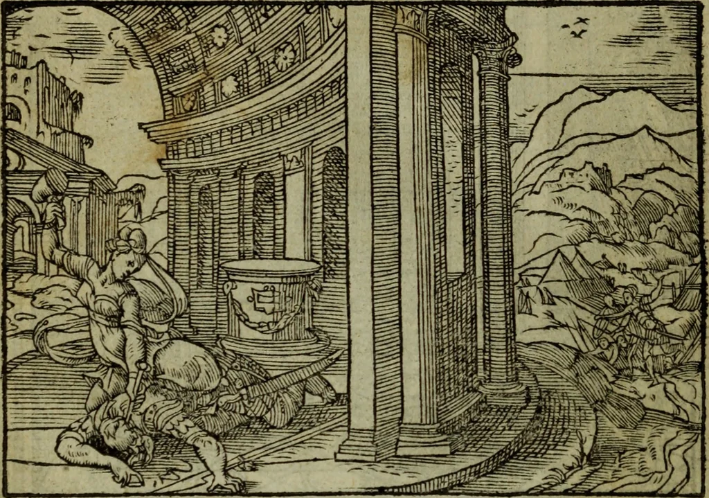 An illustration from Qvadrins historiqves de la Bible, 1558, leaf 159