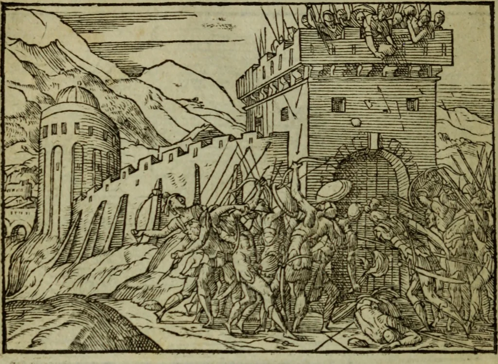 An illustration from Qvadrins historiqves de la Bible, 1558, leaf 161