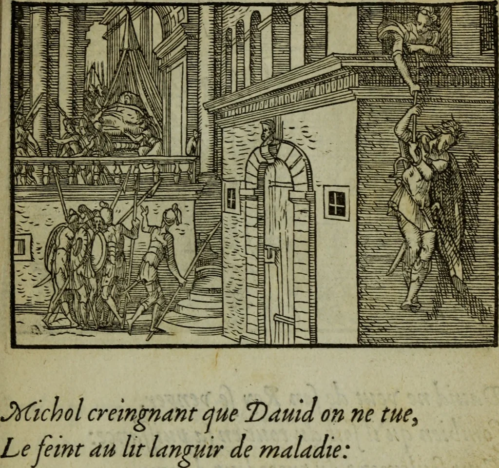 An illustration from Qvadrins historiqves de la Bible, 1558, leaf 166