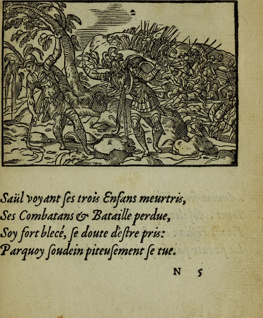 An illustration from Qvadrins historiqves de la Bible, 1558, leaf 168