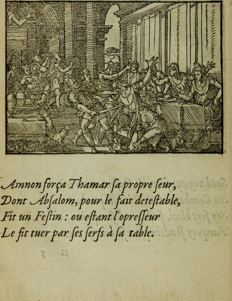 An illustration from Qvadrins historiqves de la Bible, 1558, leaf 169