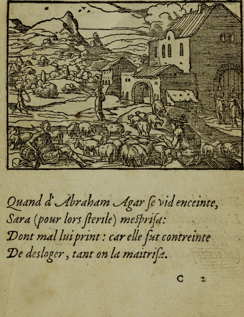 An illustration from Qvadrins historiqves de la Bible, 1558, leaf 18
