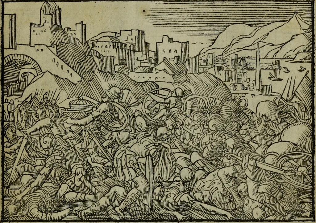An illustration from Qvadrins historiqves de la Bible, 1558, leaf 188