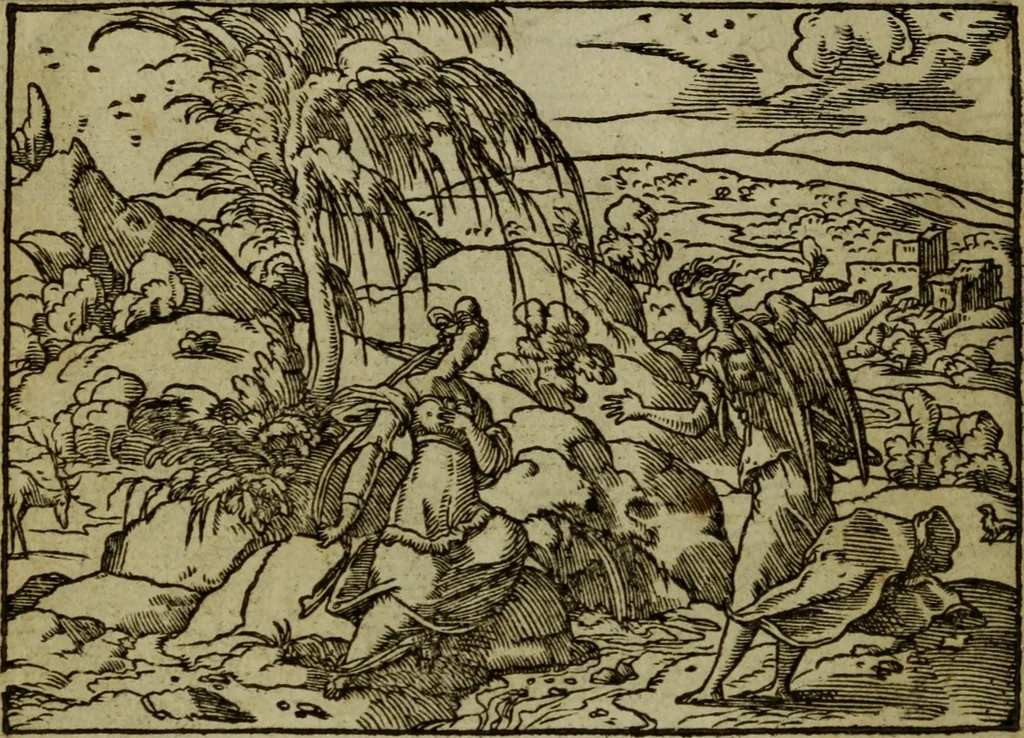 An illustration from Qvadrins historiqves de la Bible, 1558, leaf 19