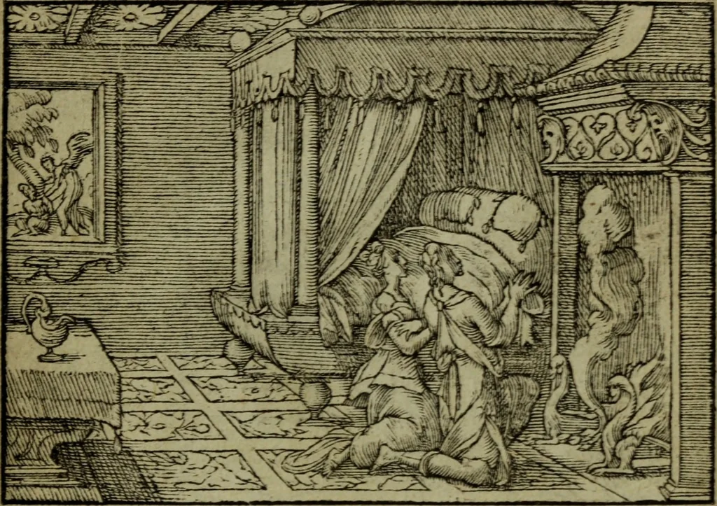 An illustration from Qvadrins historiqves de la Bible, 1558, leaf 192