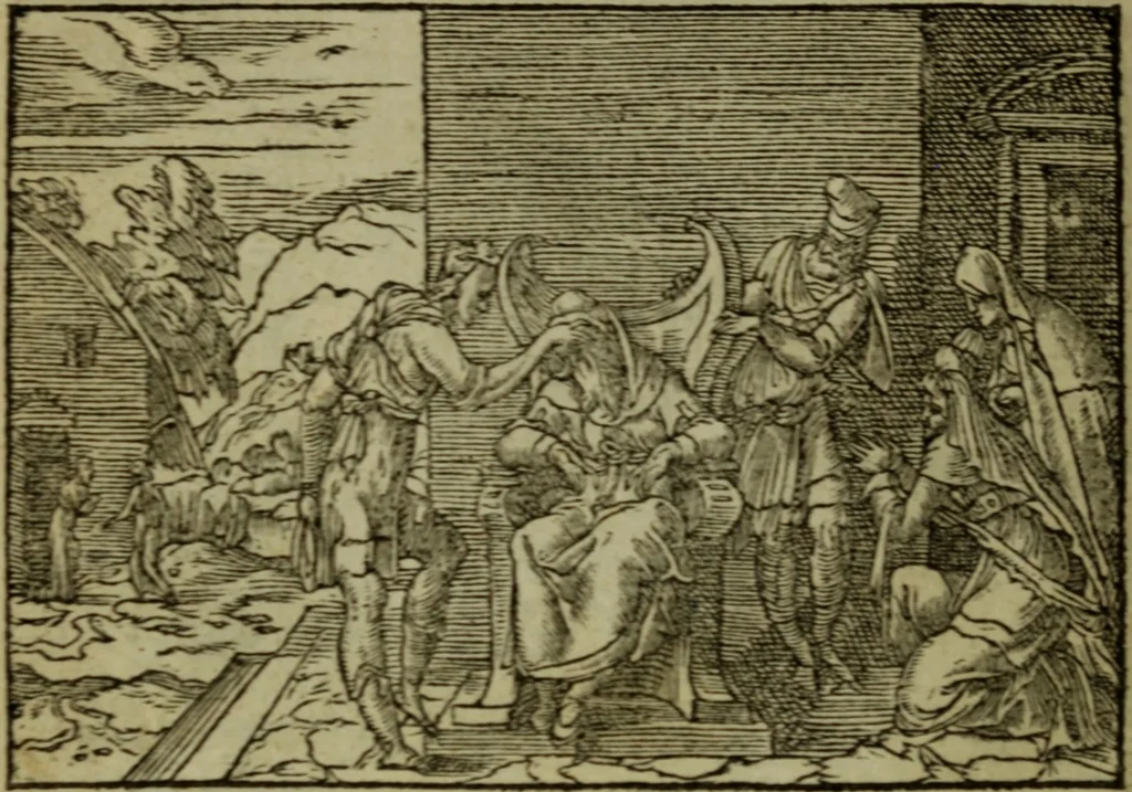 An illustration from Qvadrins historiqves de la Bible, 1558, leaf 193