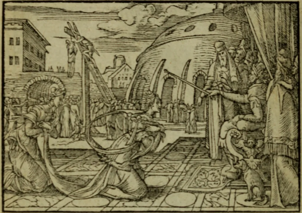 An illustration from Qvadrins historiqves de la Bible, 1558, leaf 195