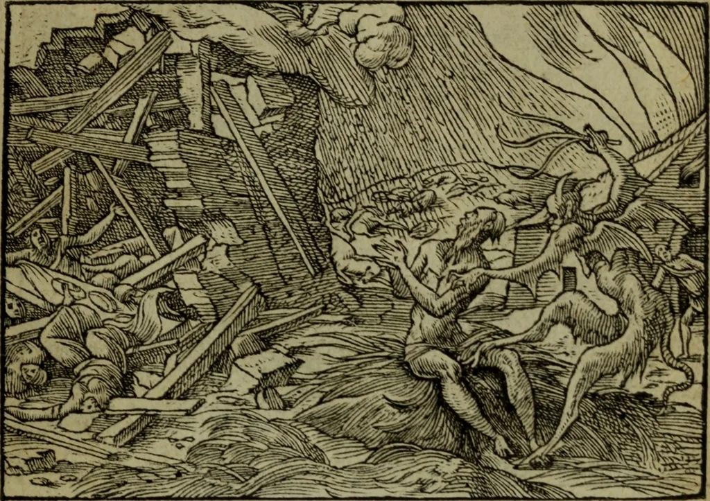 An illustration from Qvadrins historiqves de la Bible, 1558, leaf 196
