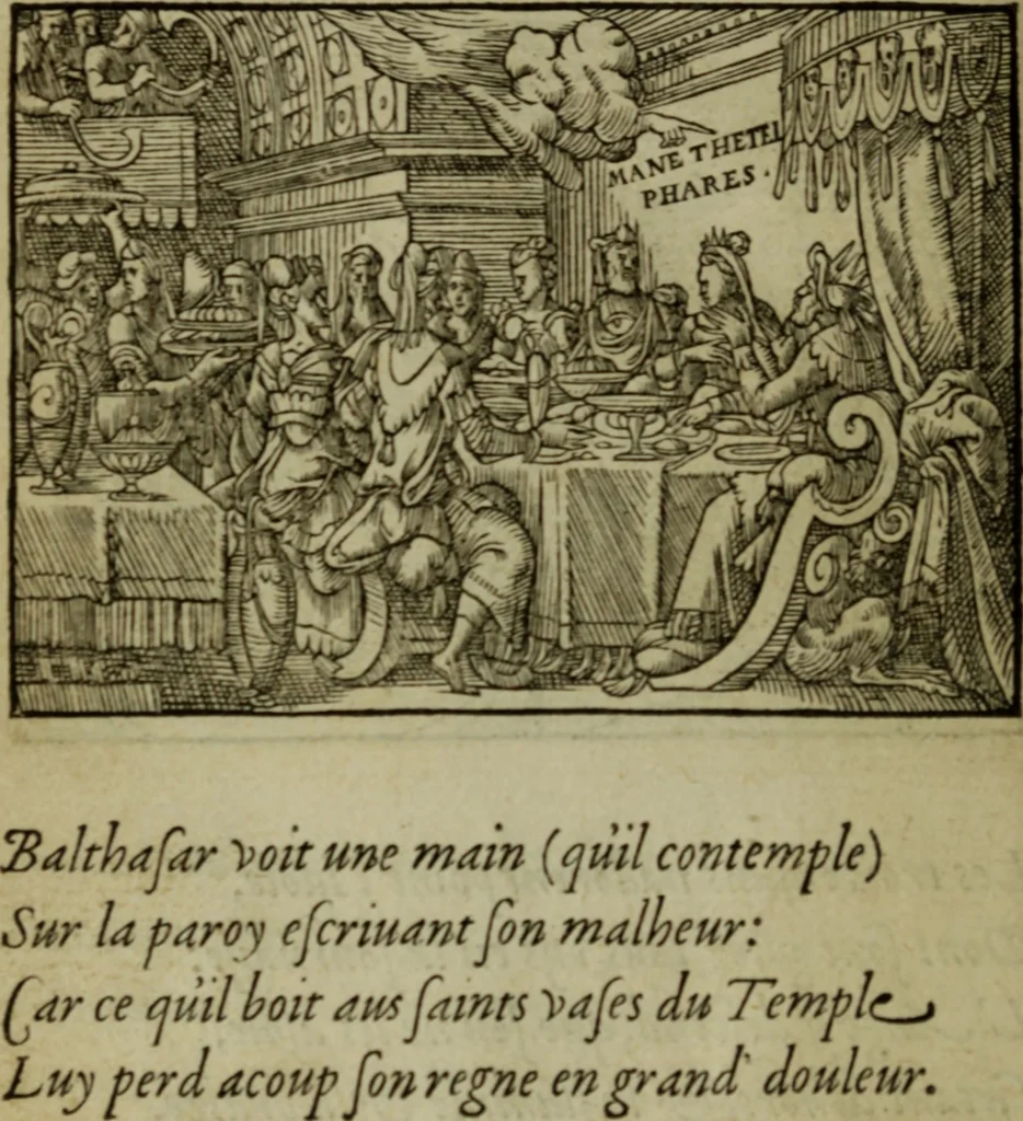 An illustration from Qvadrins historiqves de la Bible, 1558, leaf 199