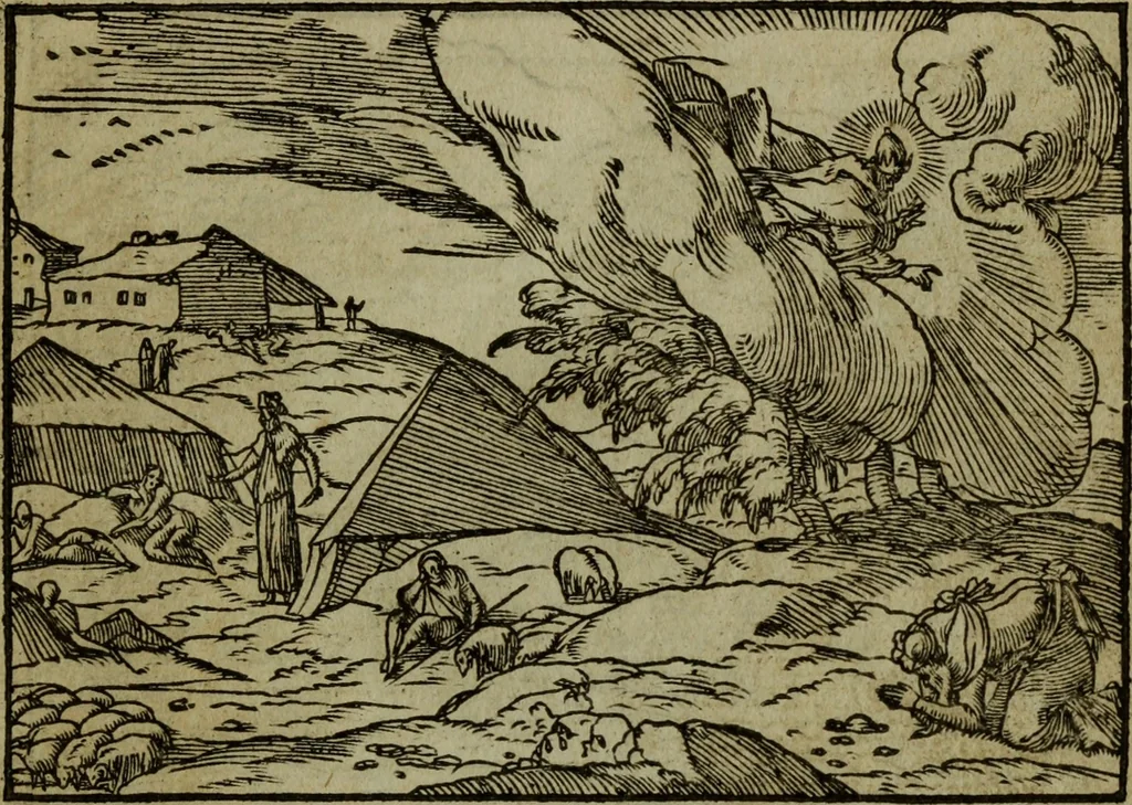 An illustration from Qvadrins historiqves de la Bible, 1558, leaf 20