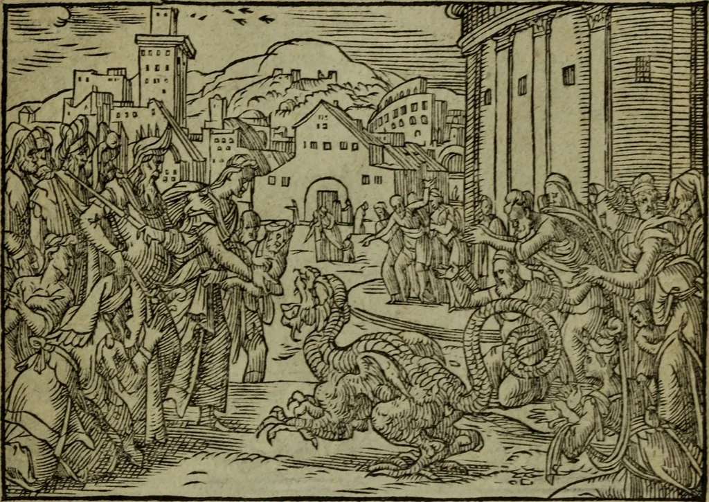 An illustration from Qvadrins historiqves de la Bible, 1558, leaf 200