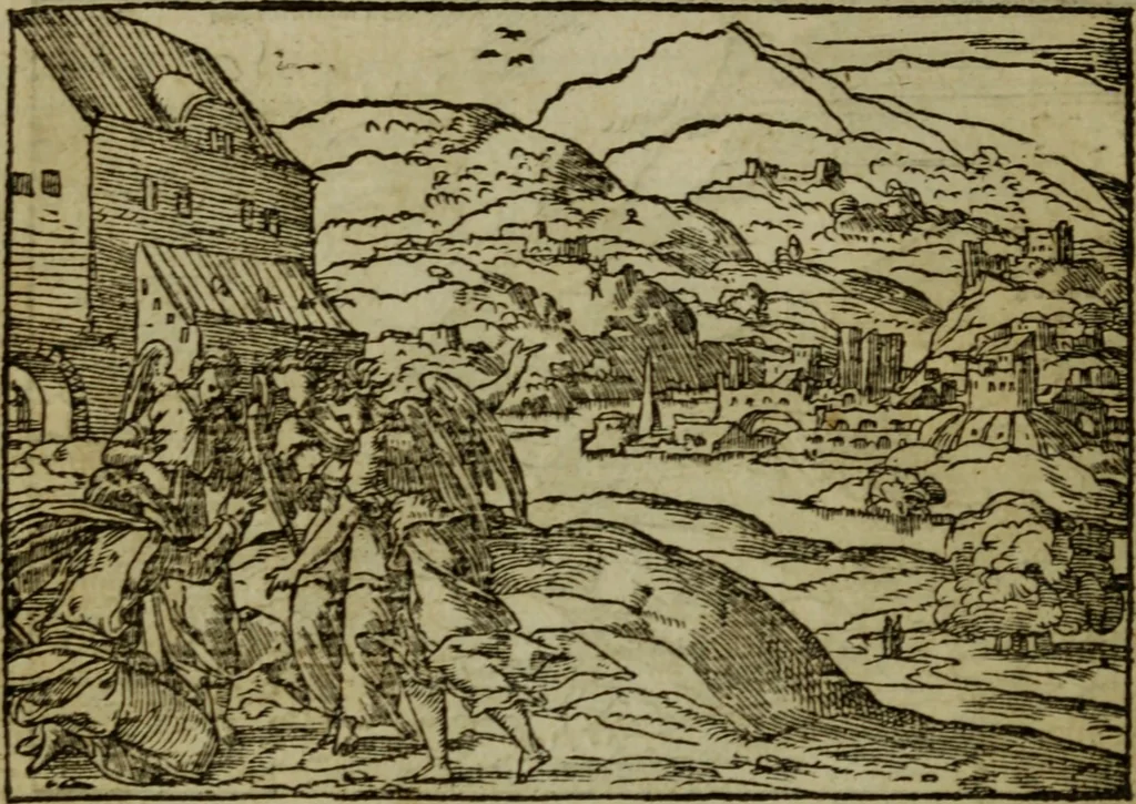 An illustration from Qvadrins historiqves de la Bible, 1558, leaf 21