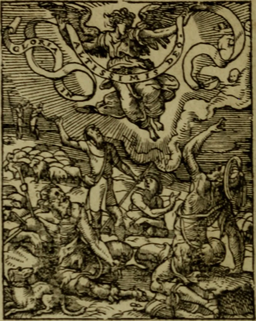 An illustration from Qvadrins historiqves de la Bible, 1558, leaf 219