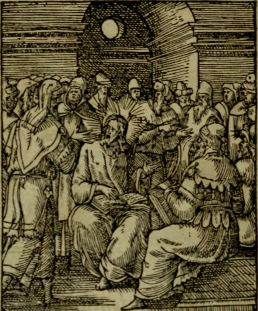 An illustration from Qvadrins historiqves de la Bible, 1558, leaf 229