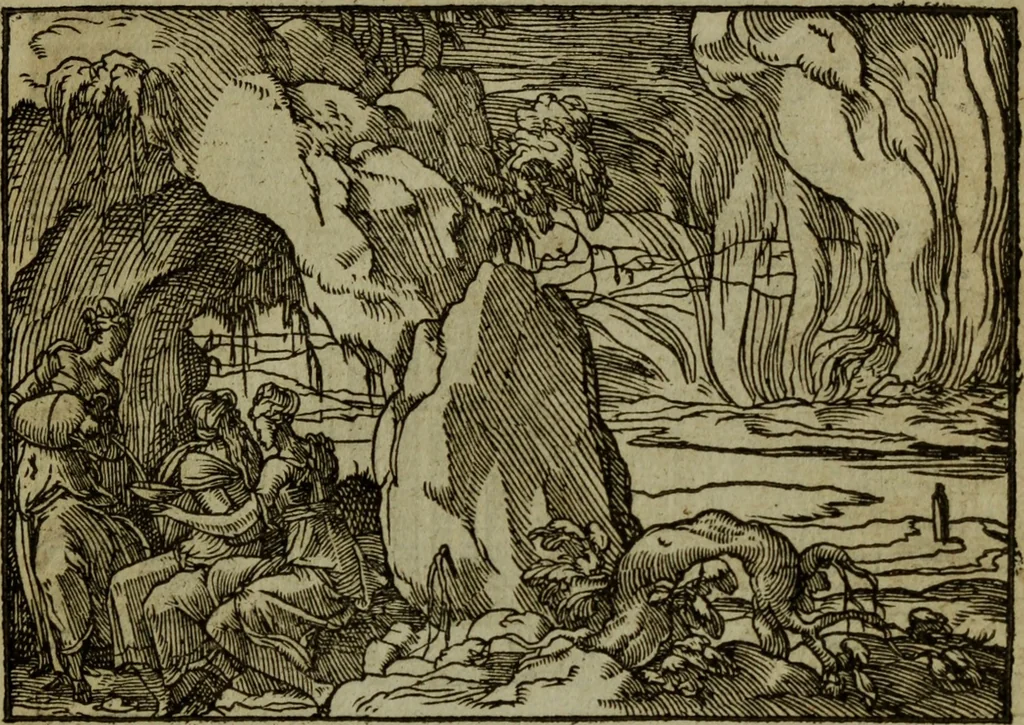 An illustration from Qvadrins historiqves de la Bible, 1558, leaf 24