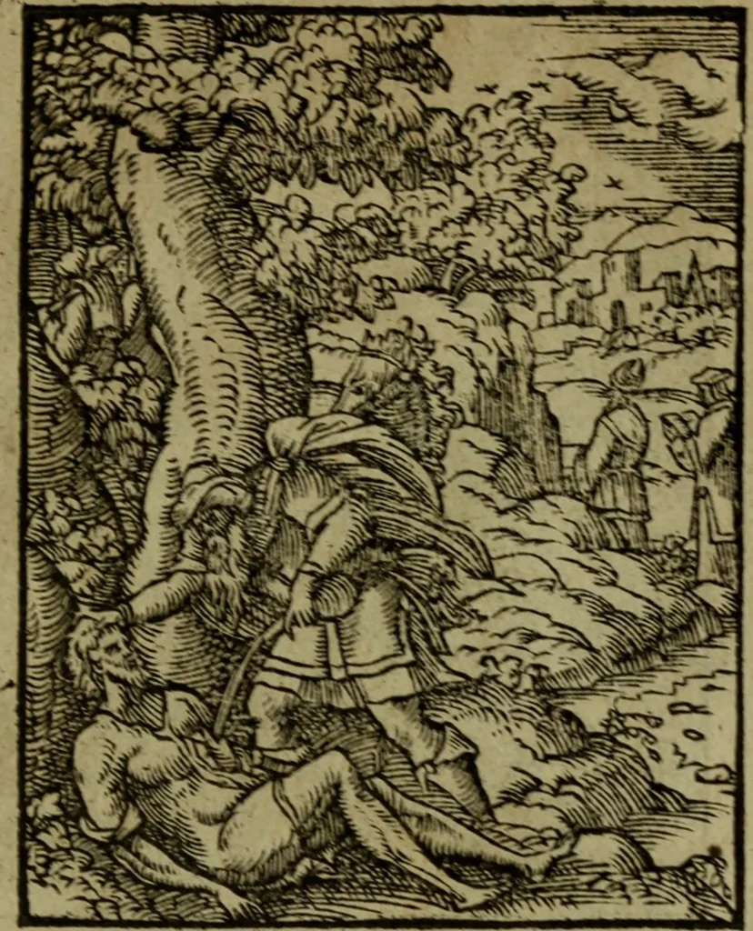 An illustration from Qvadrins historiqves de la Bible, 1558, leaf 244