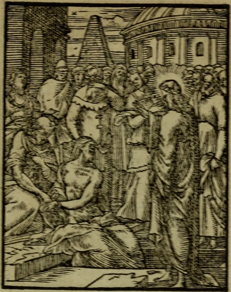 An illustration from Qvadrins historiqves de la Bible, 1558, leaf 248