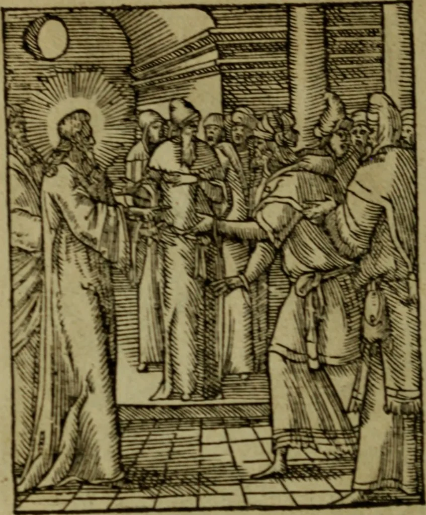 An illustration from Qvadrins historiqves de la Bible, 1558, leaf 251