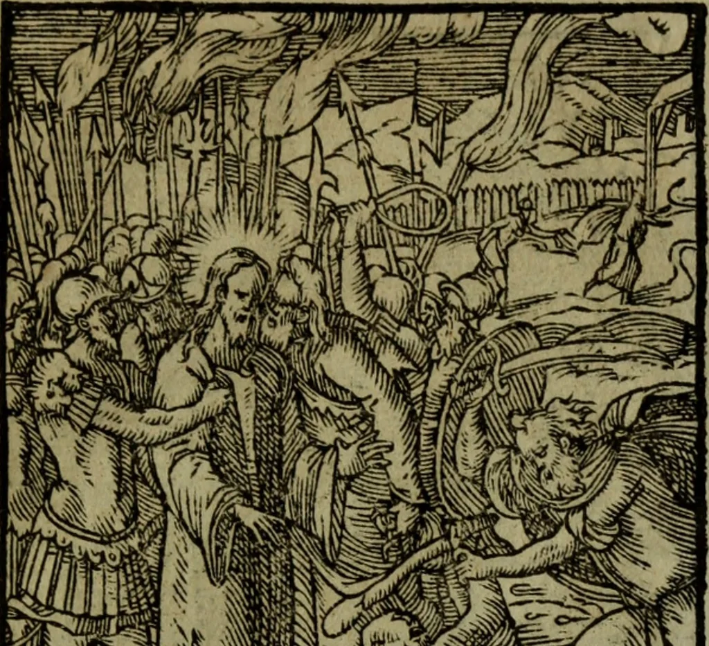 An illustration from Qvadrins historiqves de la Bible, 1558, leaf 256