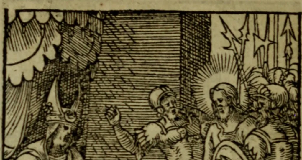 An illustration from Qvadrins historiqves de la Bible, 1558, leaf 257