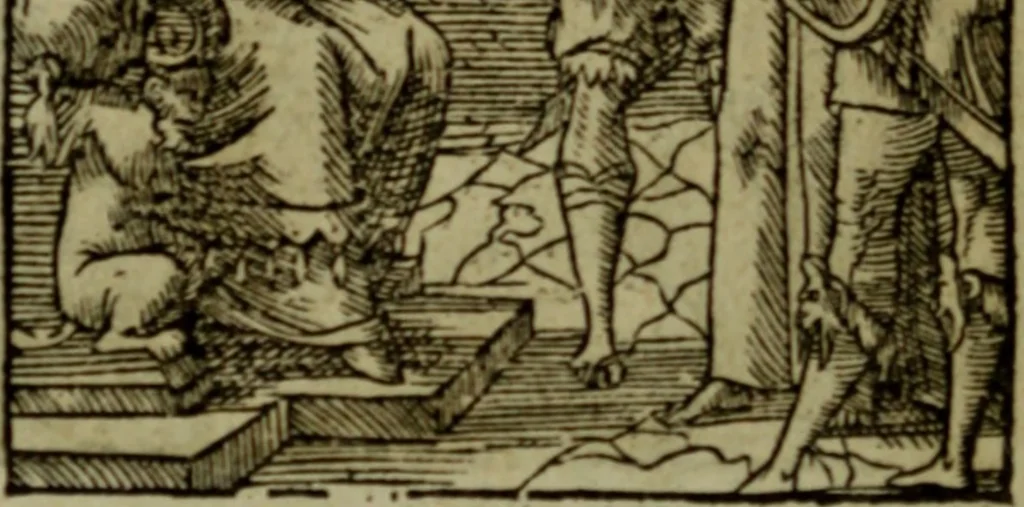 An illustration from Qvadrins historiqves de la Bible, 1558, leaf 257