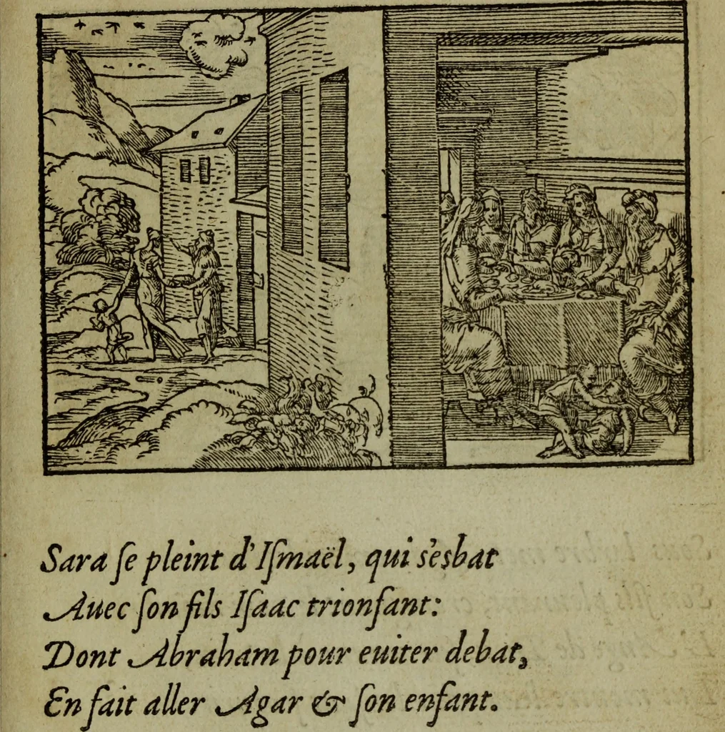 An illustration from Qvadrins historiqves de la Bible, 1558, leaf 26