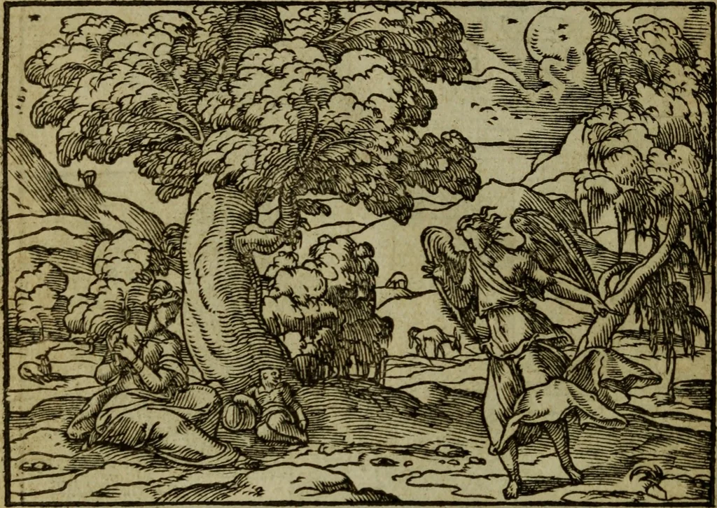 An illustration from Qvadrins historiqves de la Bible, 1558, leaf 27