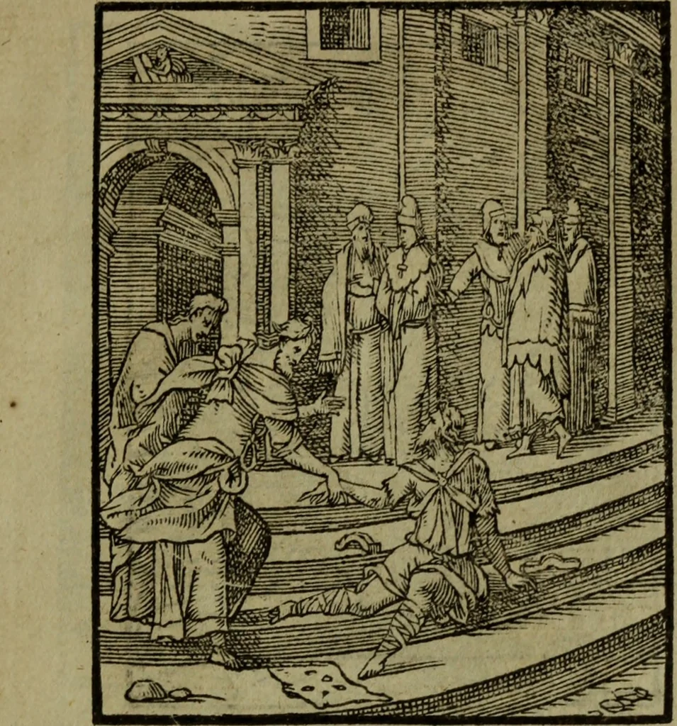 An illustration from Qvadrins historiqves de la Bible, 1558, leaf 270