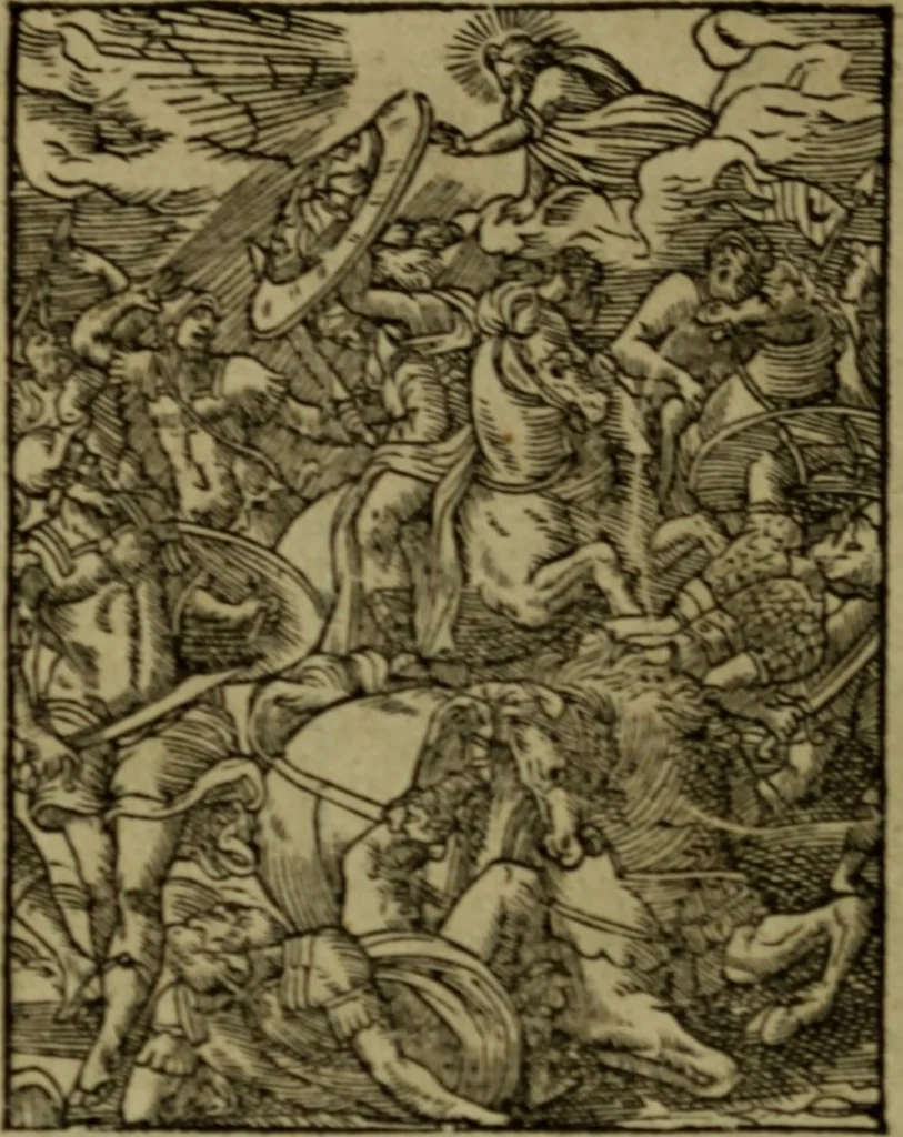 An illustration from Qvadrins historiqves de la Bible, 1558, leaf 273