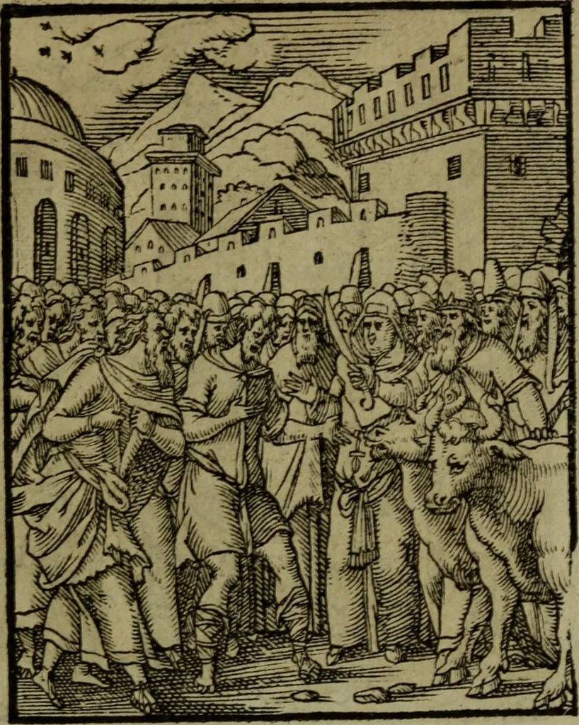 An illustration from Qvadrins historiqves de la Bible, 1558, leaf 276
