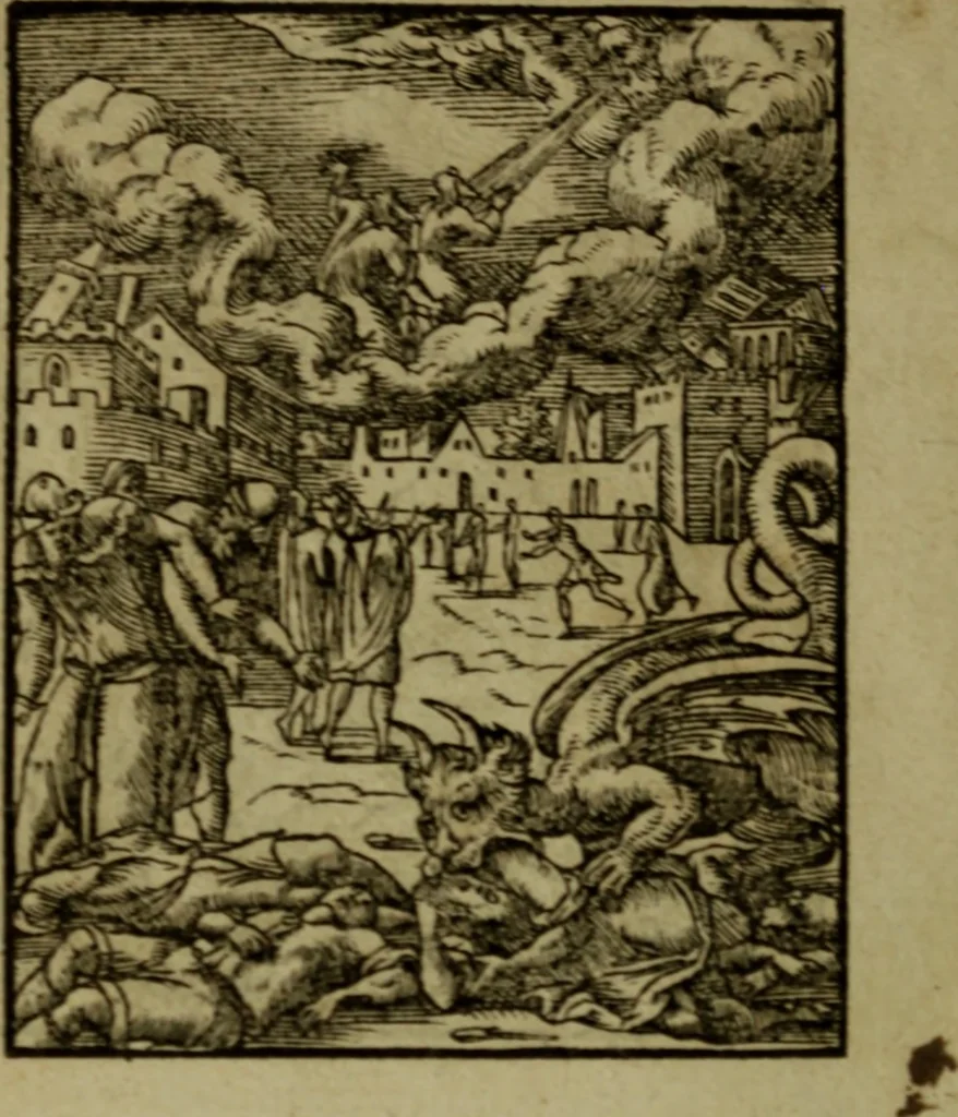 An illustration from Qvadrins historiqves de la Bible, 1558, leaf 295
