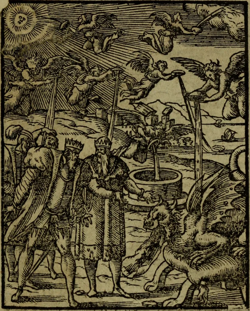 An illustration from Qvadrins historiqves de la Bible, 1558, leaf 300