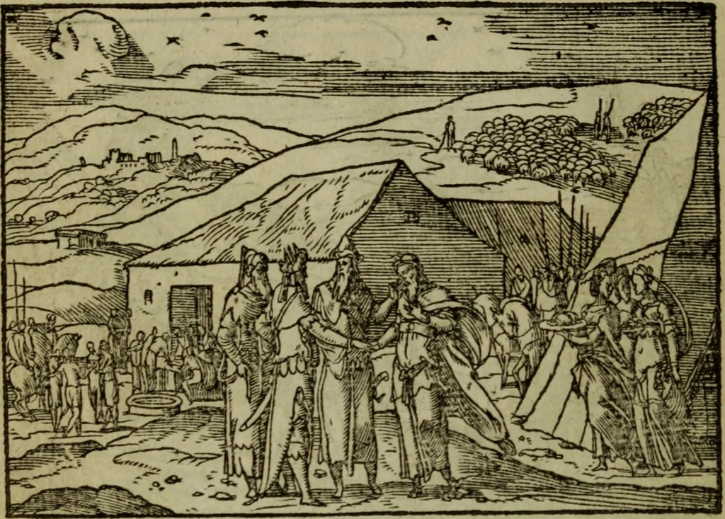 An illustration from Qvadrins historiqves de la Bible, 1558, leaf 33