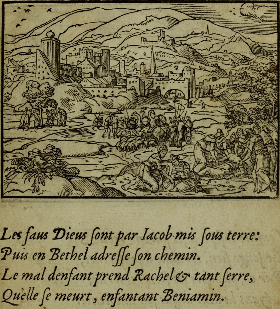 An illustration from Qvadrins historiqves de la Bible, 1558, leaf 42