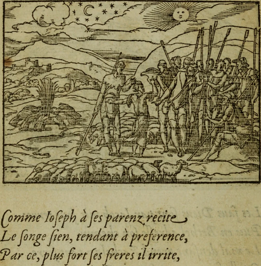 An illustration from Qvadrins historiqves de la Bible, 1558, leaf 43