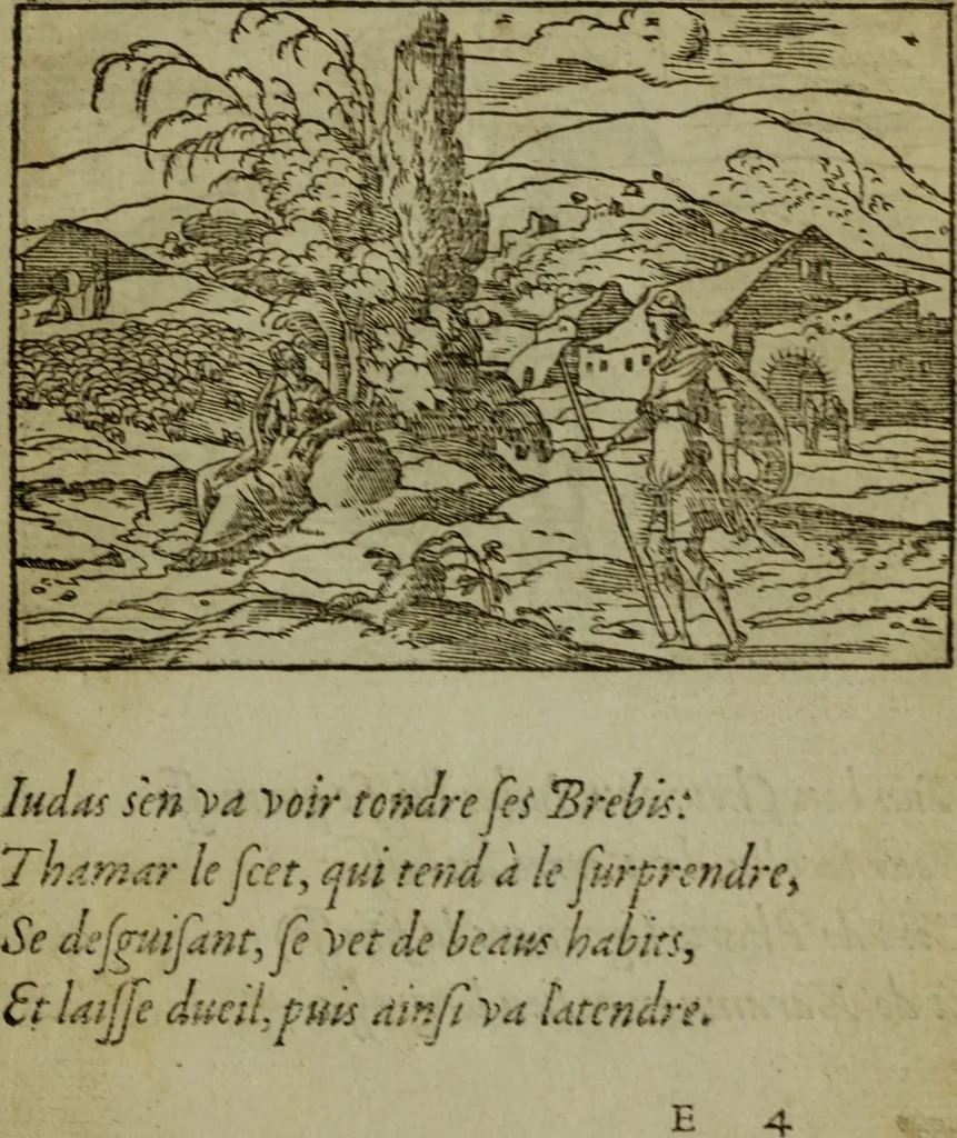 An illustration from Qvadrins historiqves de la Bible, 1558, leaf 48