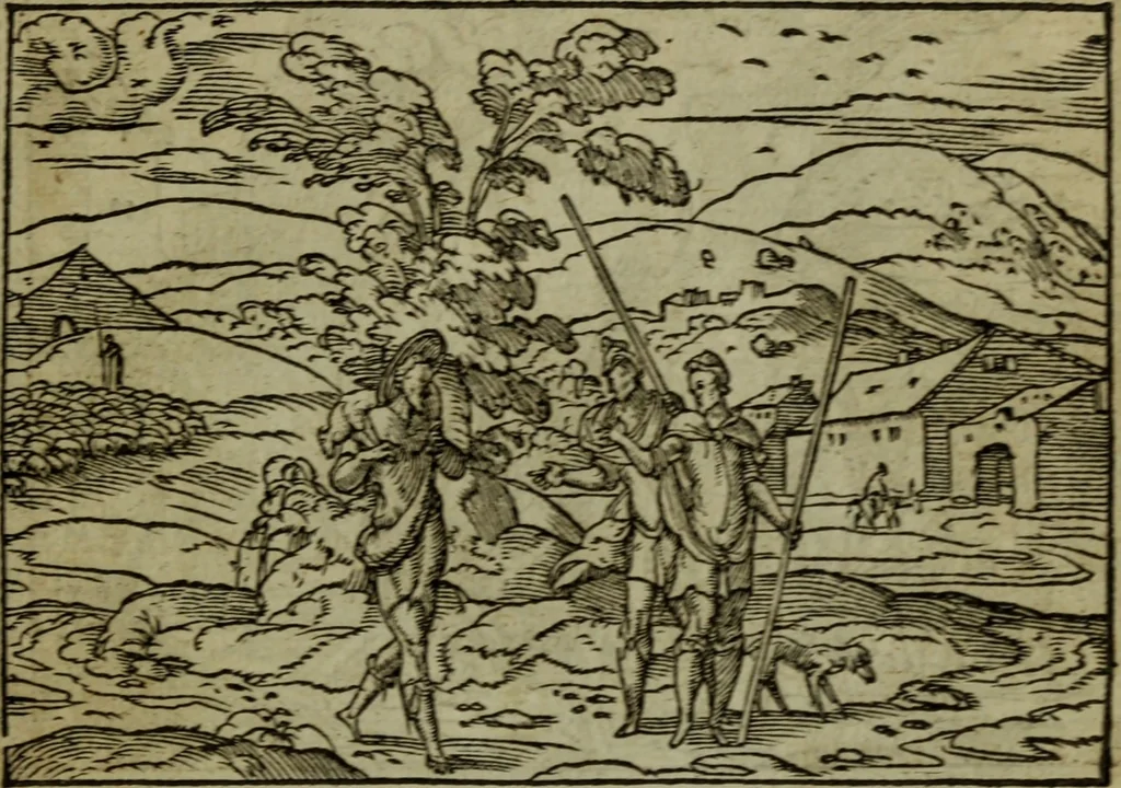 An illustration from Qvadrins historiqves de la Bible, 1558, leaf 50