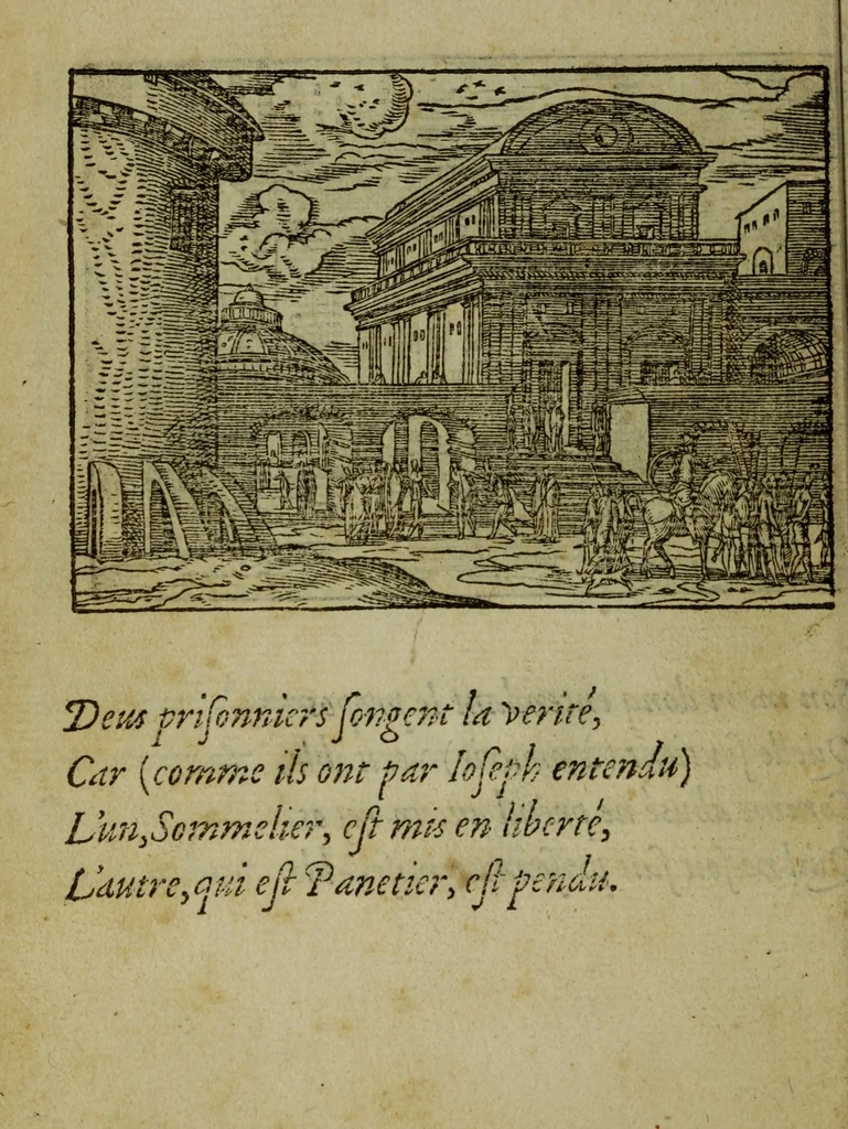 An illustration from Qvadrins historiqves de la Bible, 1558, leaf 55