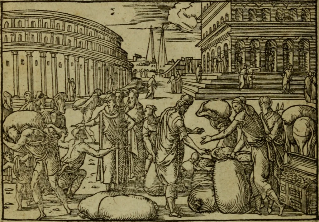 An illustration from Qvadrins historiqves de la Bible, 1558, leaf 59