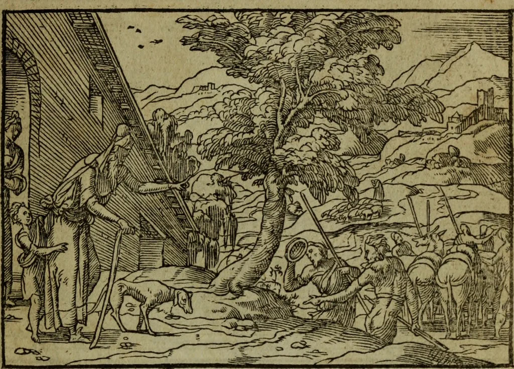An illustration from Qvadrins historiqves de la Bible, 1558, leaf 60