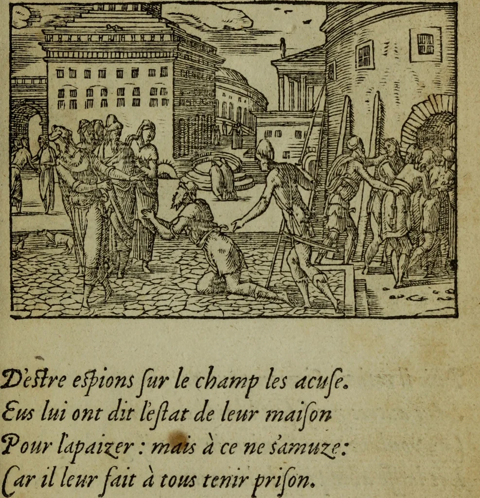 An illustration from Qvadrins historiqves de la Bible, 1558, leaf 62