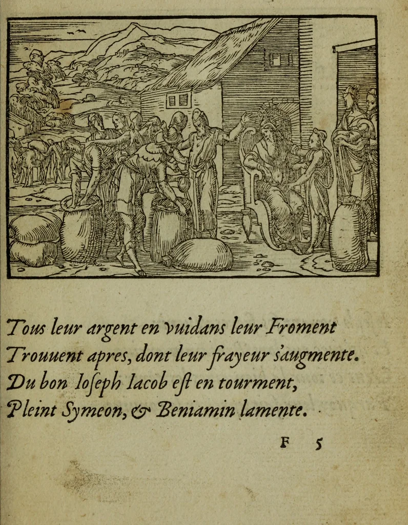 An illustration from Qvadrins historiqves de la Bible, 1558, leaf 64