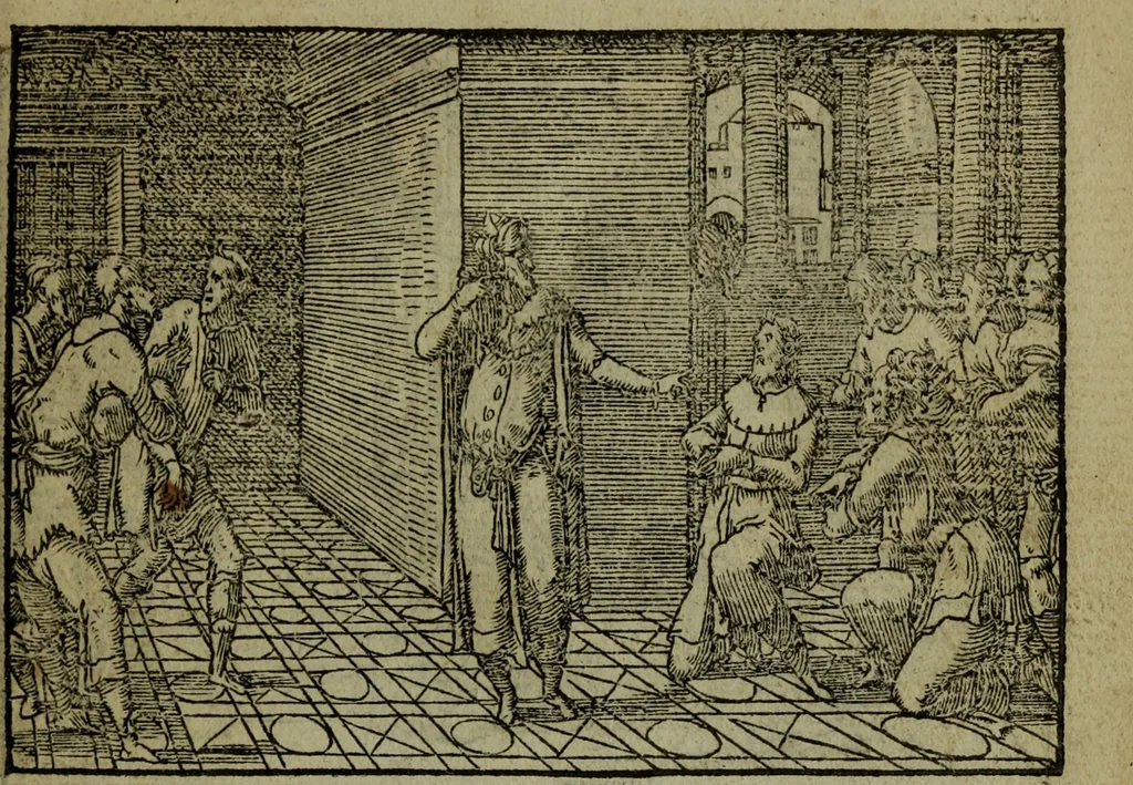 An illustration from Qvadrins historiqves de la Bible, 1558, leaf 68