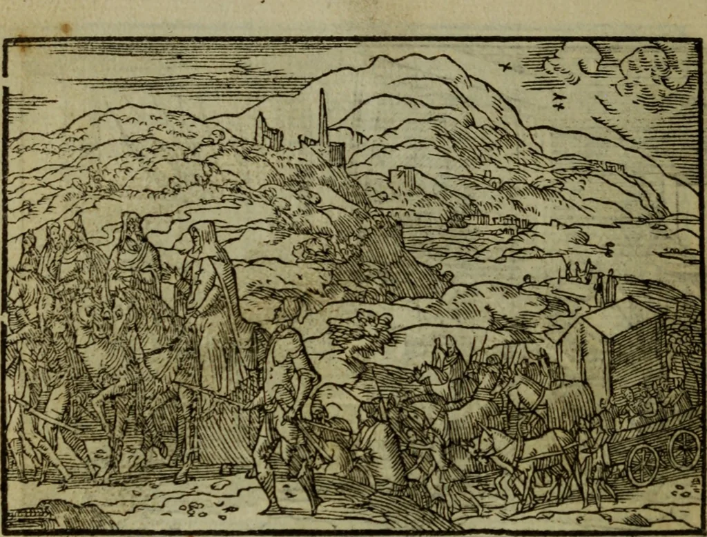 An illustration from Qvadrins historiqves de la Bible, 1558, leaf 75