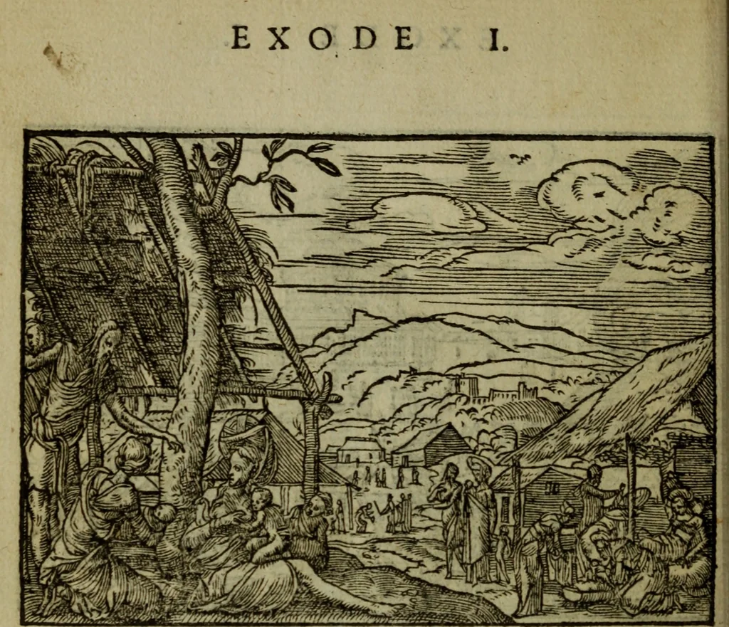 An illustration from Qvadrins historiqves de la Bible, 1558, leaf 79