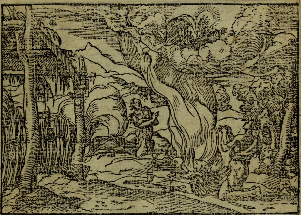 An illustration from Qvadrins historiqves de la Bible, 1558, leaf 8